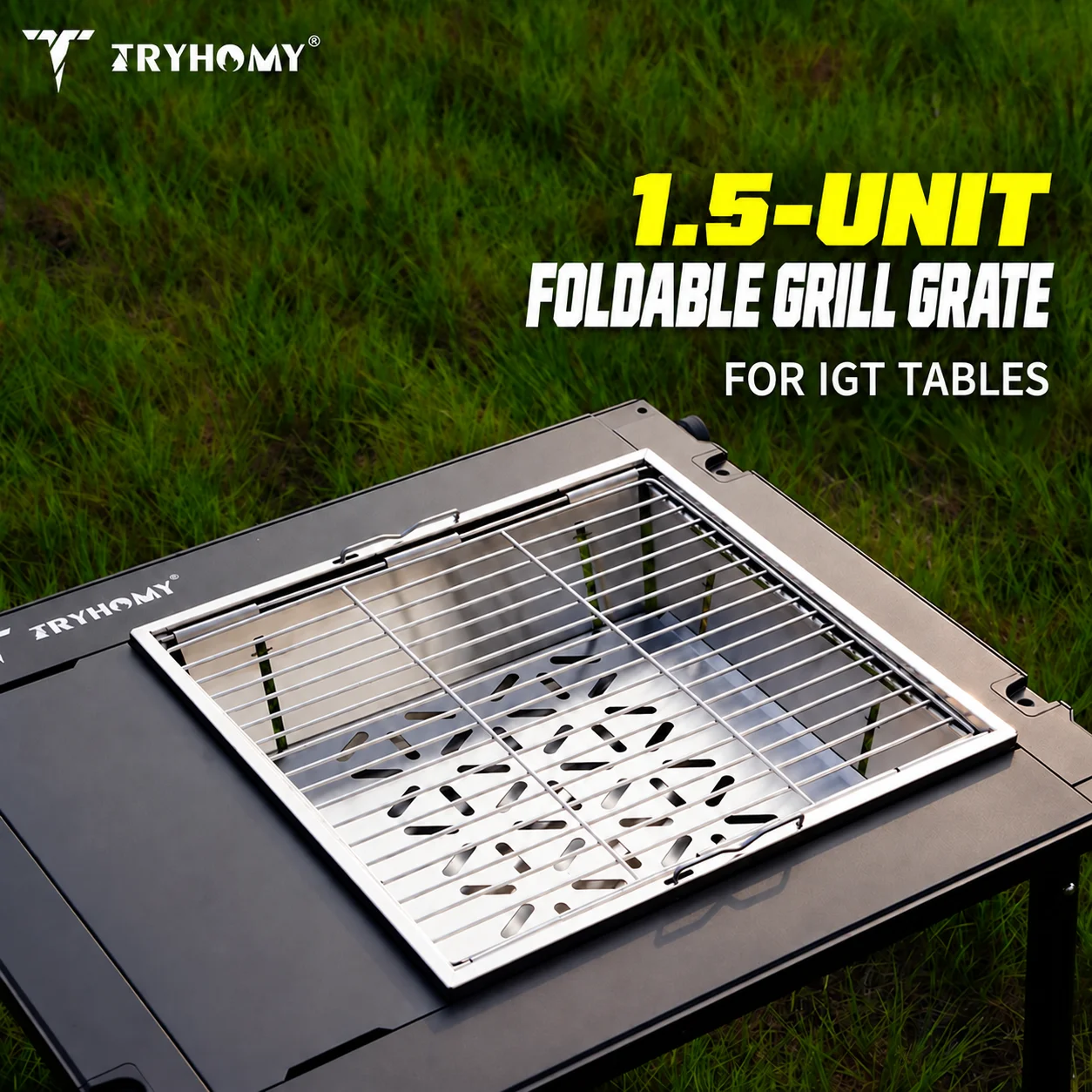 Tryhomy IGT BBQ Grill Stove Folding 1.5 Unit Charcoal Firewood Stove Portable Camping Stainless Steel Picnic Cookware Heater