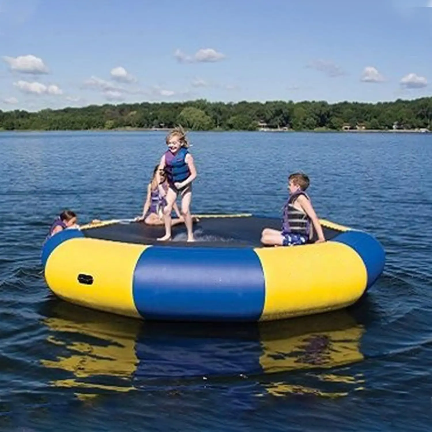 0.9mm PVC Inflatable Water Trampoline inflatable jumping games water trampoline with slide for water park games