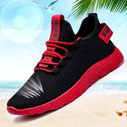 Men's lightweight breathable casual sports shoes summer new lace up outdoor anti slip soft sole mesh running shoes male sneakers