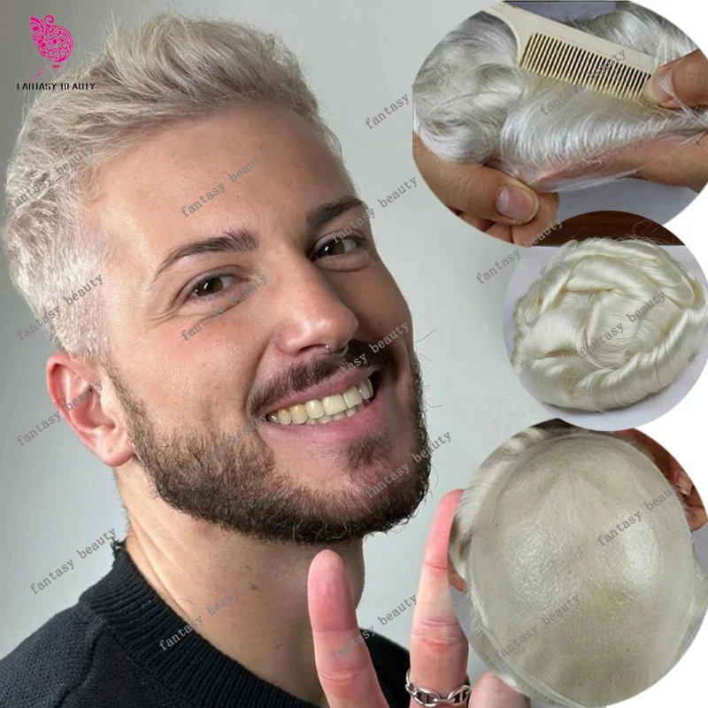 60 ريال # # 613 520 #   أشقر 0.06 ملم جلد رقيق بولي شفاف PU أبيض رمادي 1B80 #   22 ريال #   شعر بشري اصطناعي خط شعر طبيعي للرجال شعر مستعار