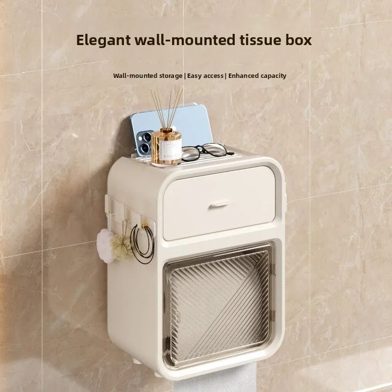浴室防水トイレットペーパーホルダー新2024壁掛け式穴あけ不要トイレットペーパークリップエレガントなデザイン