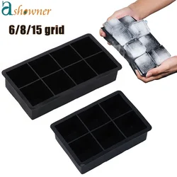 Bandeja grande do cubo de gelo do silicone do produto comestível Bandeja quadrada grande DIY Ice Maker para cozinha e bar, 4 grade, 6 grade, 8 grade, 15 grade