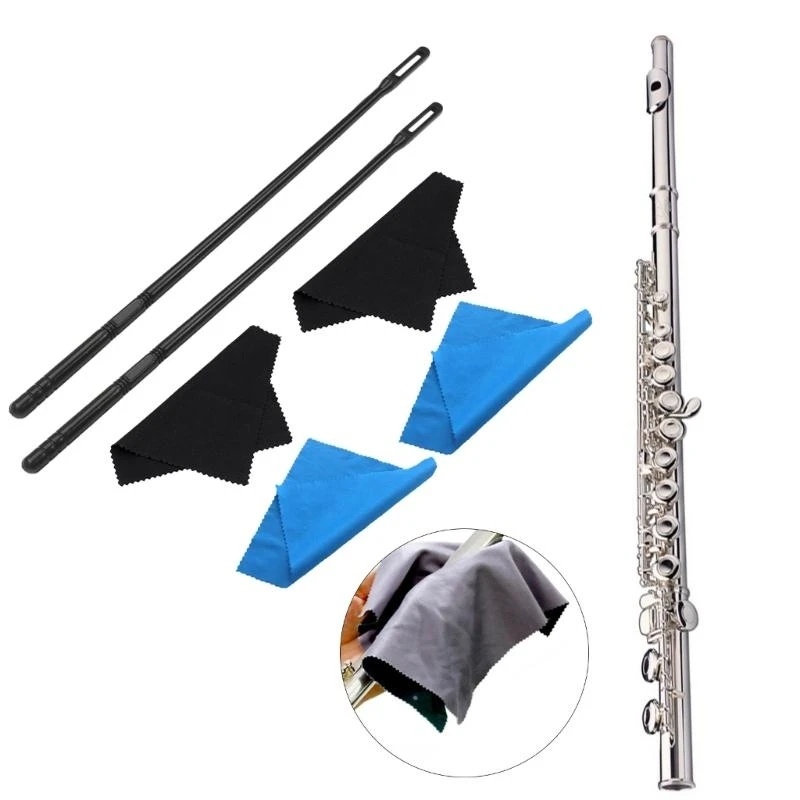 Q39E Flute Cleaning Rod and Cloth Set, Flute Cleaning Kits, Flute Cleaning Rod and Flute Cleaning Cloth, Flute Cleaning Swabs