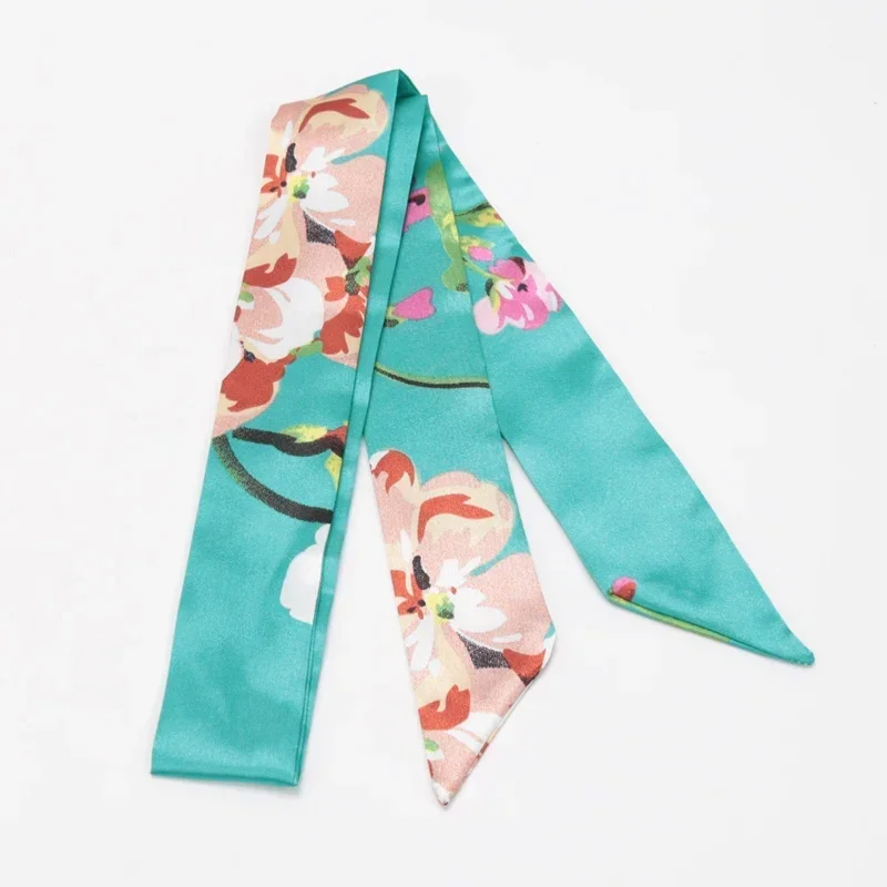 Skinny Scarf Hair Small Women Simple Style Handle Ribbon Fashion Printing Hairband Headscarf Beautiful Scarves Bags for Women