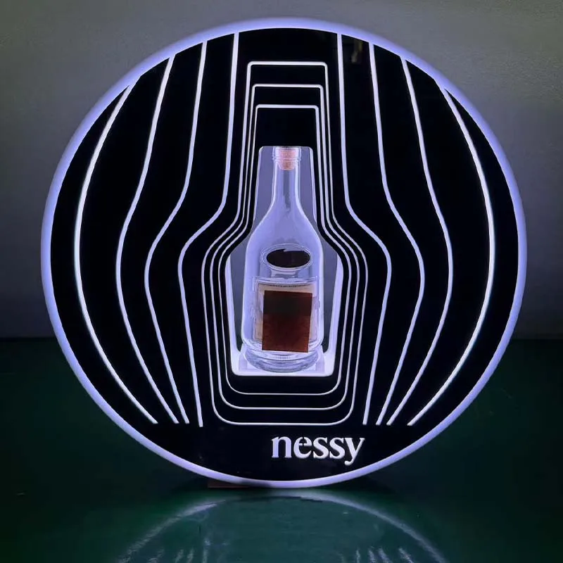 New Style Design LED Bottle Presenter Acrylic Wine Bottle Display Stands for Birthday Party Bar Hotel Nightclub