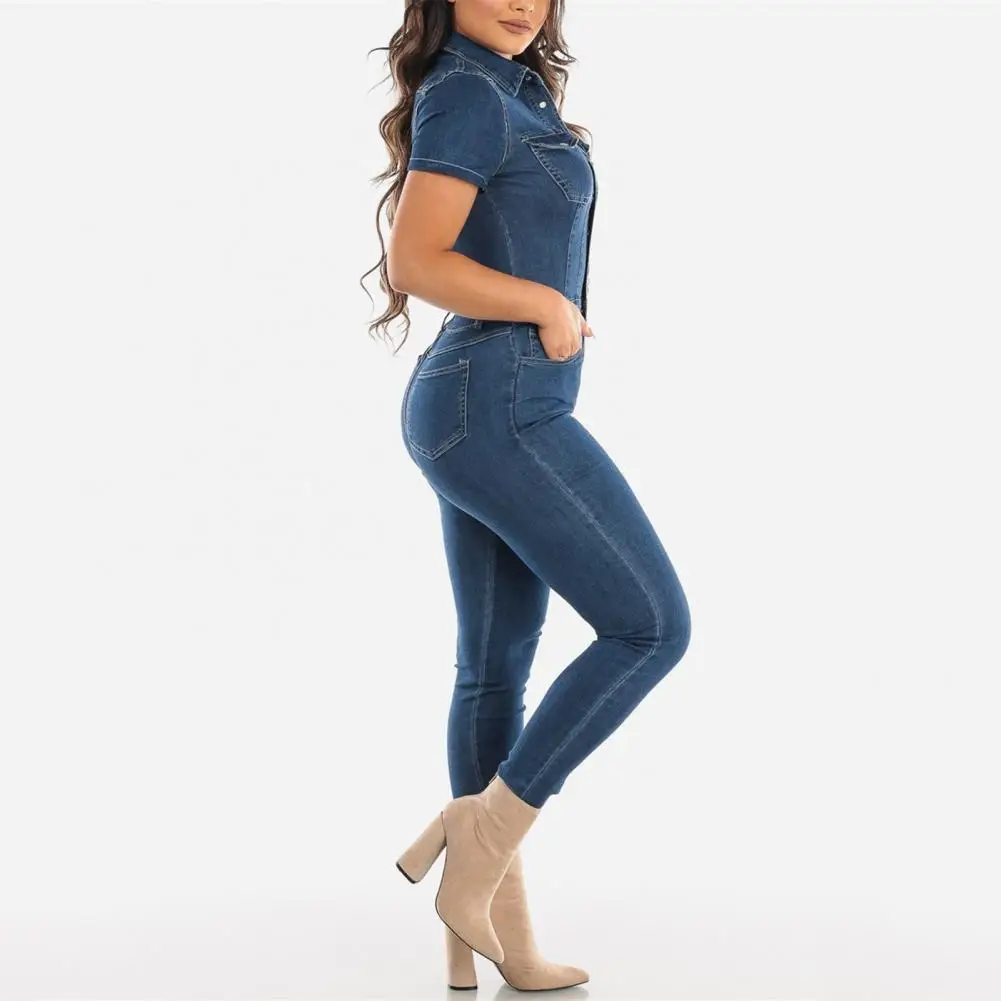 

Women Jumpsuit Cotton Blend Stylish Women's Denim Jumpsuits Skinny Stretch Overalls Button Down Slim Fit Rompers for A