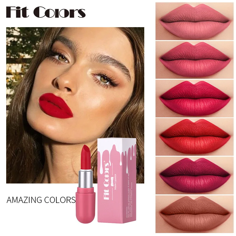 6Pcs Mini Capsule Matte Lipstick Velvet Finish Non Fading Transfer Proof Long Lasting Moisturizing Lip Makeup for Women