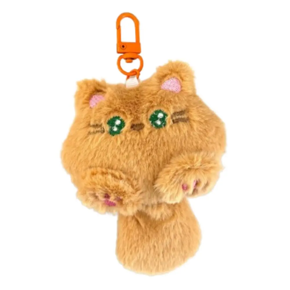Pink Claw Coffee Cat Plush Keychain Attractive Eyes Stuffed Cute Cat Plush Doll Ins Fluffy Animal Plush Key Chain