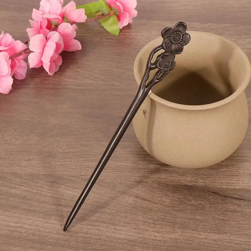 Modischer und schlichter Retro-Haarnagel aus schwarzem Holz für Bräute, Damen-Haaraccessoire, ethnische Holz-Haarspange, Kopfschmuck-Accessoire – Detail 4