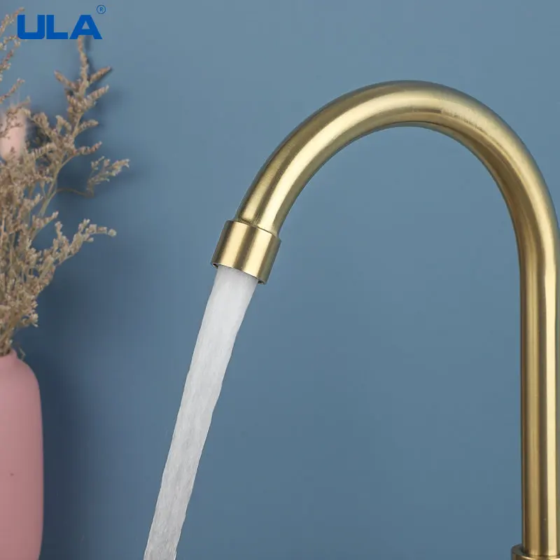 ULA Only Cold Water Stainless Steel Kitchen Faucet 360 Degree Rotate Flexible Kitchen Tap Sink Faucet Kitchen Gold Tap Nozzle