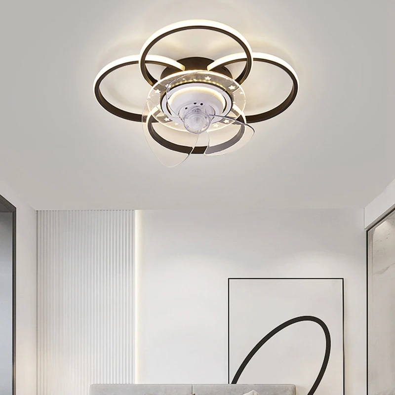 Modern ceiling lamps bedroom folding Ceiling fan ceiling fan with led light and control ceiling lamp for living room lighting