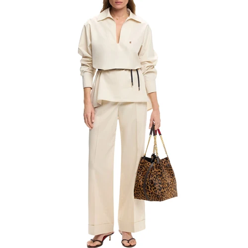 Imagen 2 del producto CHCH, blusa lisa elegante para mujer, Primavera Verano, informal, manga larga, cuello en V, camisa holgada, túnicas de oficina para mujer, Tops de moda 2025