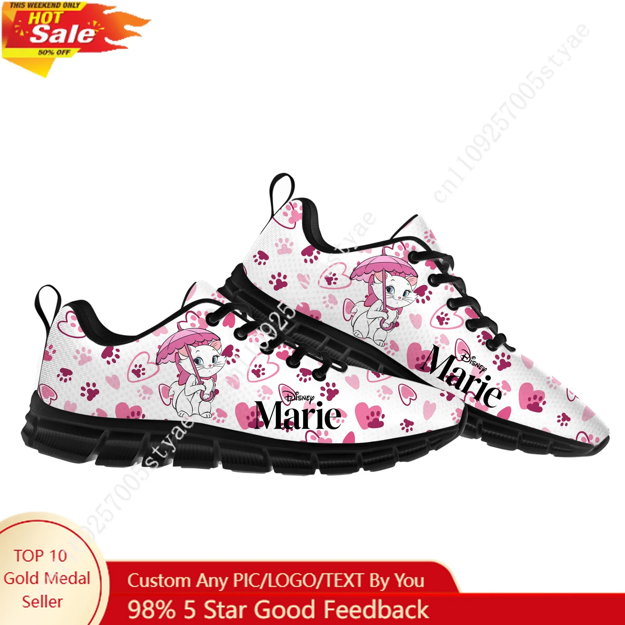 

Marie Sports Shoes Disney Cartoon Decorate Sneakers Design Your Photo Logo Text Party Holiday Gifts Custom Shoe