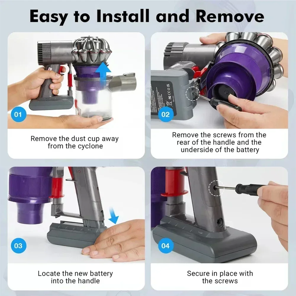 Батарея для Dyson, сменный Вакуумный Аккумулятор для Dyson, 21,6 в, 12 800 Ач, DC62, DC59, DC58, SV03, SV04, SV09, V6, для животных, V6, Slim, V6