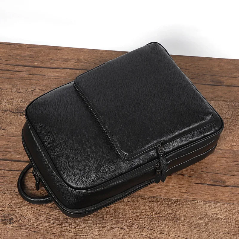 Multi-compartment Men's Leather Backpack Business Fashion Large Capacity Computer Backpack First Layer Cowhide Travel Backpack