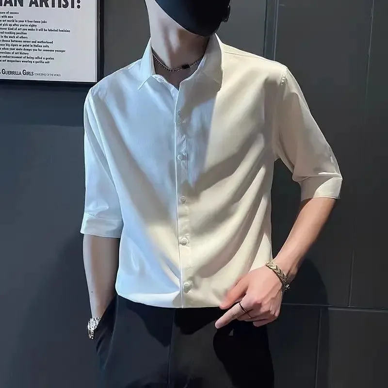 Ropa Camisas y blusas de manga larga para hombres Tops formales para hombres Camisa de vestir Plain Nuevo en Casual Marca barata Moda normal 2024