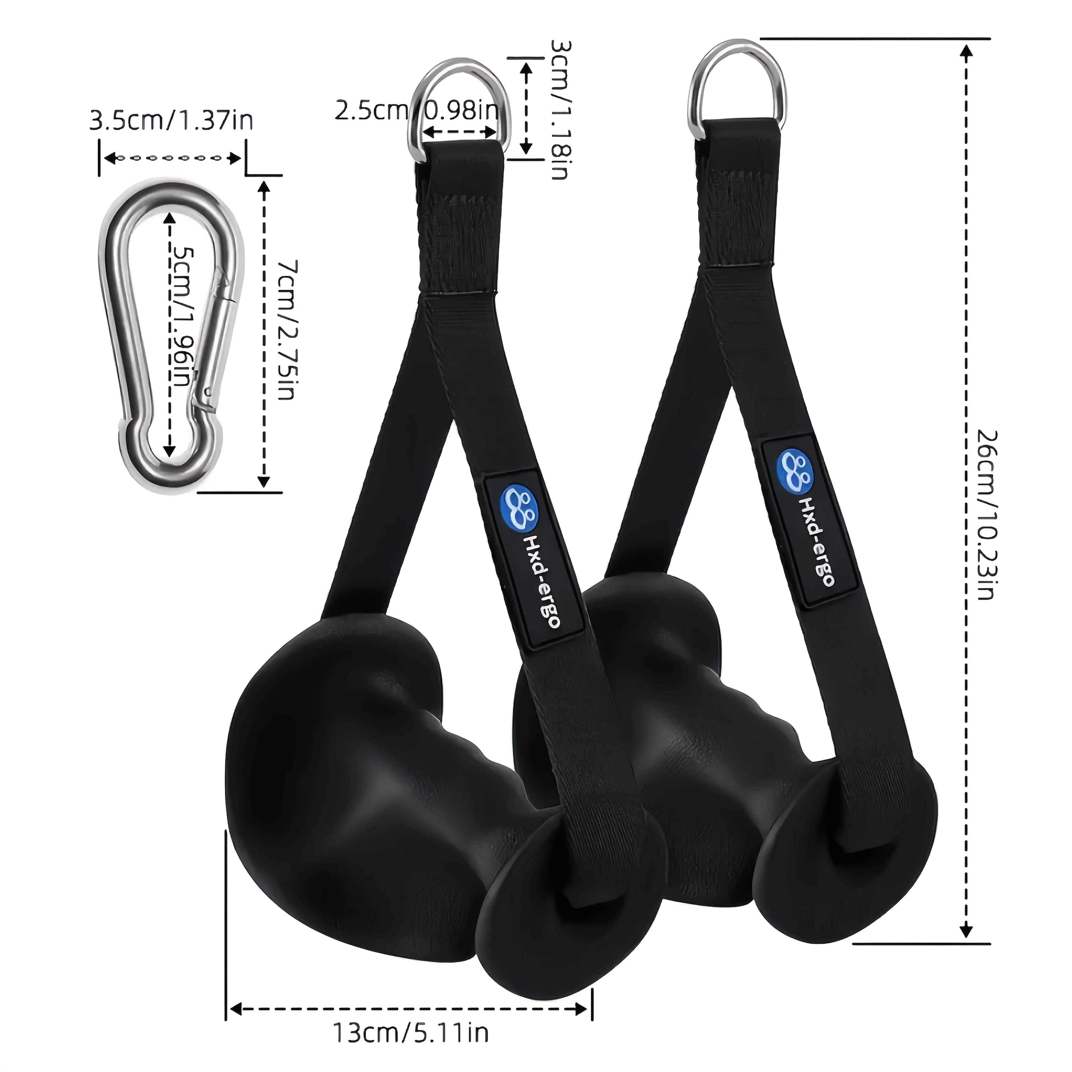 Ergonomic Cable Machine Grips with Carabiner, Gym Accessories for Lat Pulldown, Rowing & Pull-Up Bar Strength Training