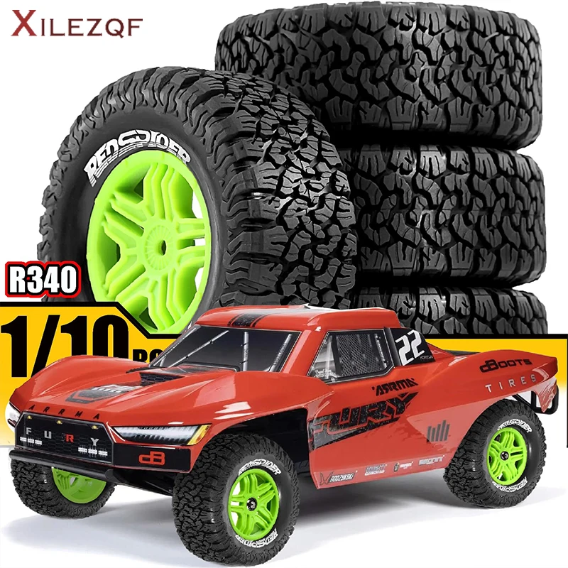 1/10 RC Short Course Truck Wheels and Tires (4PCS) Hex 12mm for 1/10 Traxxas Slash 2WD/4WD Losi Tenacity Redcat