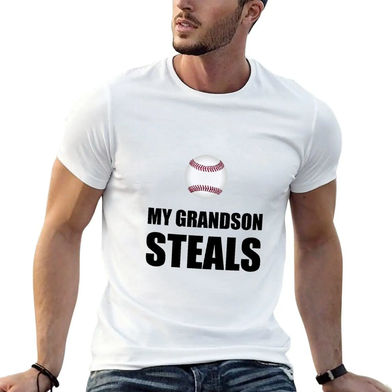 Grandson Steals Baseball T-Shirt Soft Stretch Short Sleeve Top