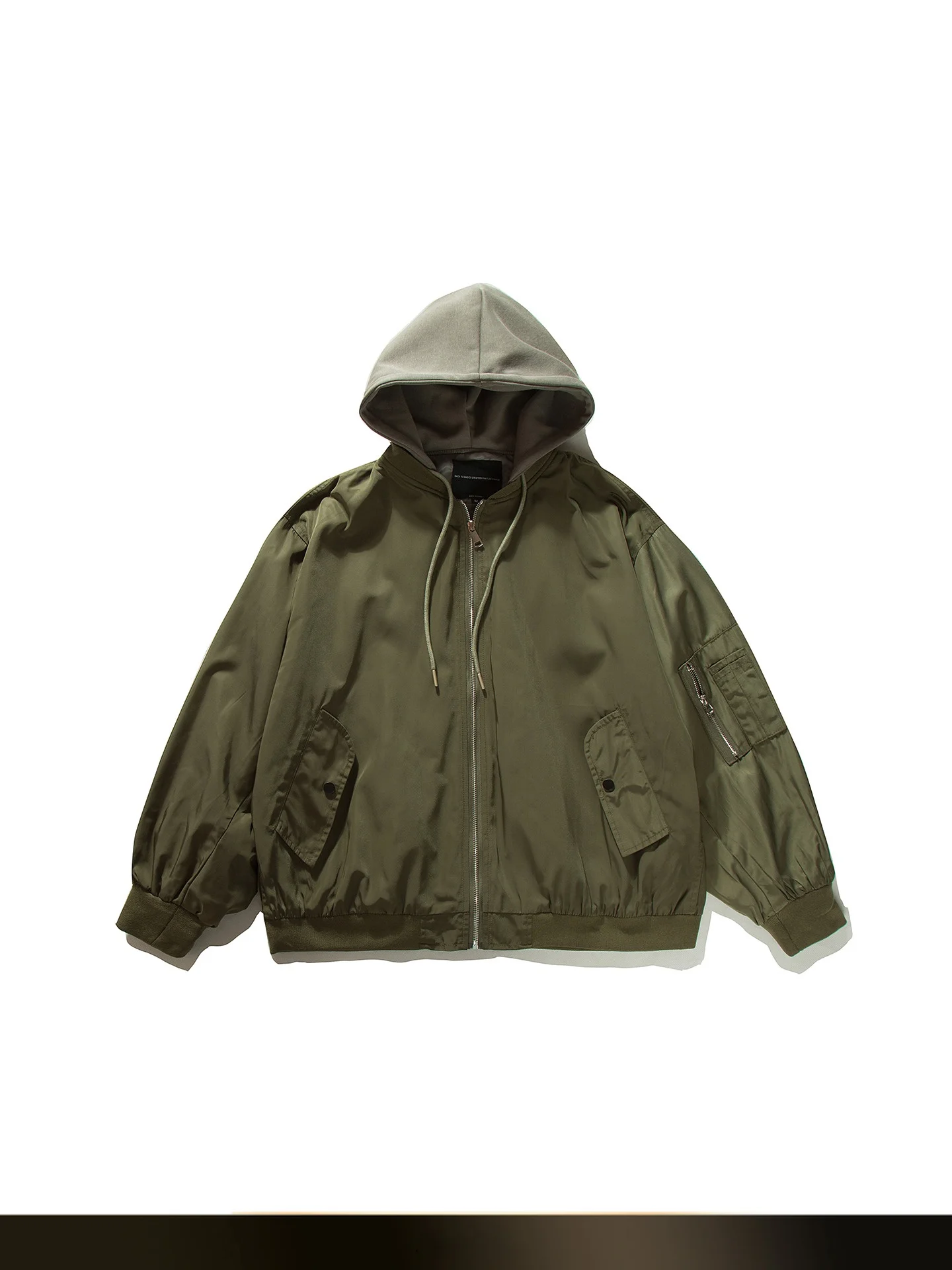 

American Retro Pilot Jaet Loose Fit Color Blo Casual Versatile Hooded Outerwear for Autumn Season ex Polyester Fiber