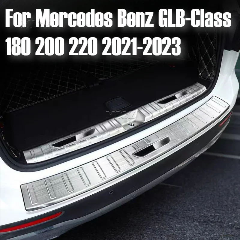 For Mercedes Benz GLB-Class 180 200 220 2021-2023 Car Stainless Rear Bumper Protector Trunk Door Plate Cover Trim