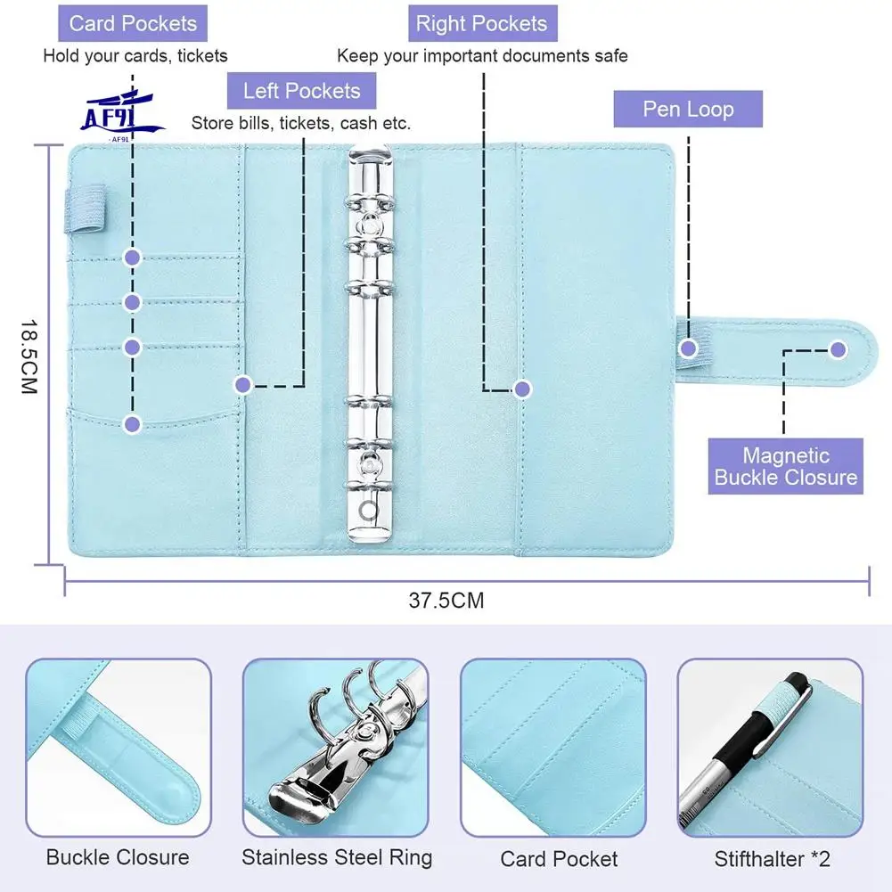 

AF91-A6 Budget Binder,A6 Money Organizer For Cash, Budget Binder With Cash Envelopes, Budget Envelopes Organizer For Money