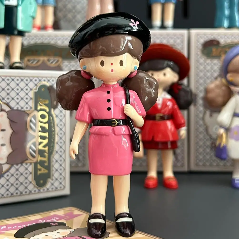 本物の Molinta レトロガールズシリーズブラインドボックスおもちゃかわいいアクションアニメフィギュアかわいいミステリーボックスモデルデザイナー人形デスクトップデコラ