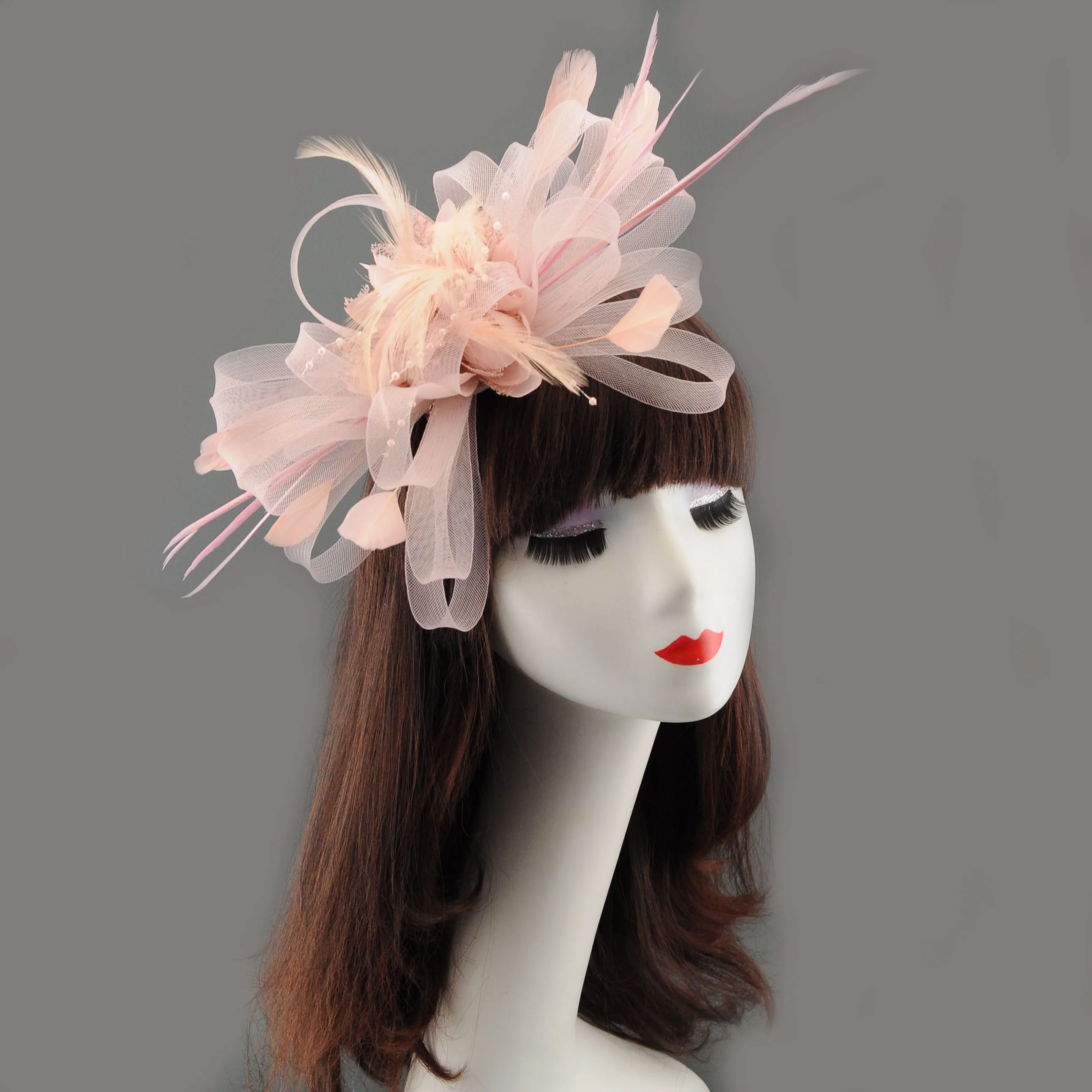 Fascinators Hat Lady Tea Party Headband Flower Cocktail Mesh Feather Hairpin Kentucky Derby Hat Wedding image 4