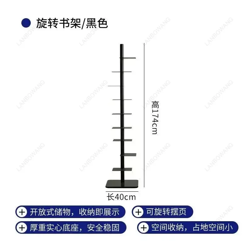 rotating-invisible-bookshelf-9‑layer-iron-craft-corner-bookcase-living-room-display-stand-storage-organizer-for-home-decor