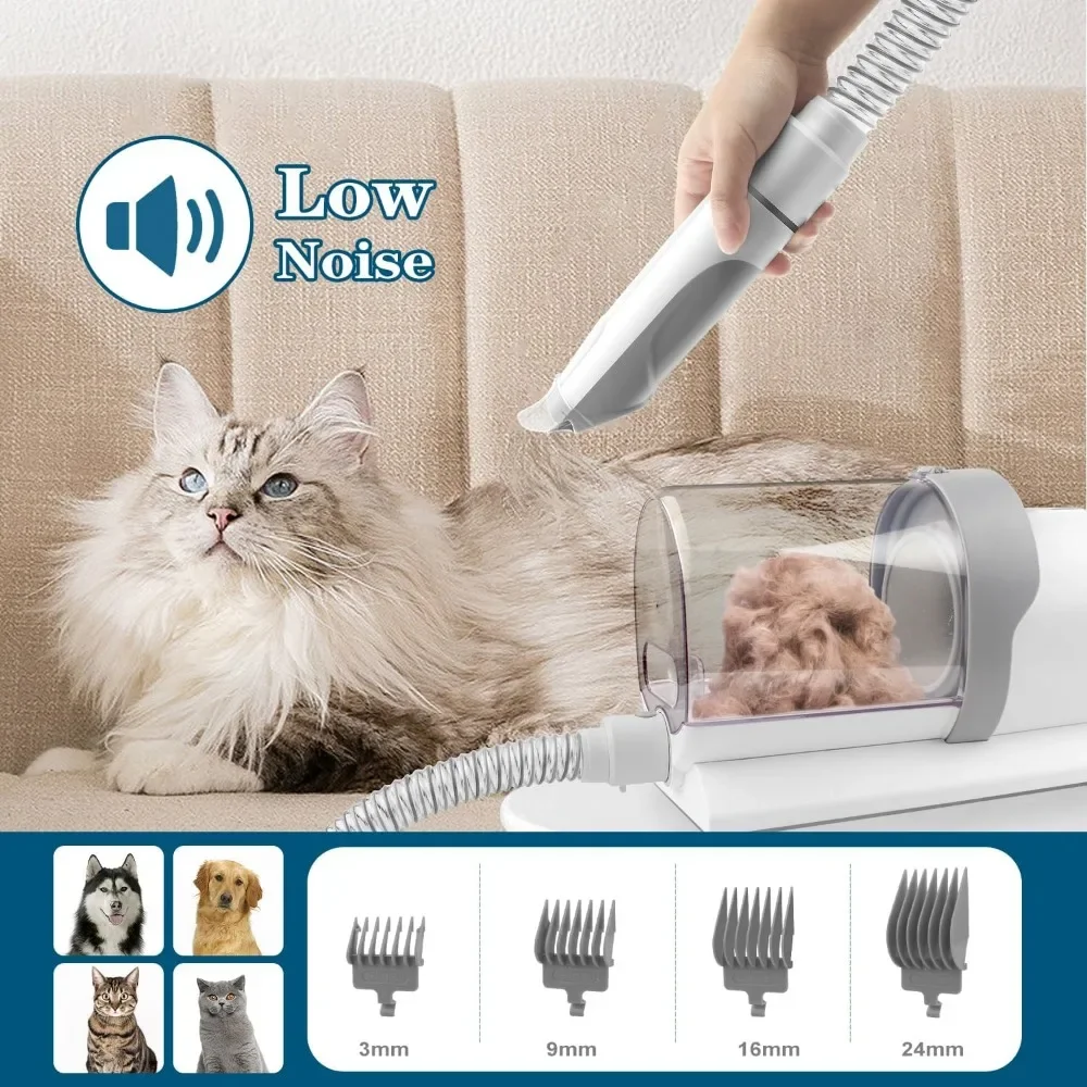5 em 1 kit de vácuo para tosa de cães, poderosa remoção de pelos de animais de estimação, tesoura profissional, 6 pentes guia, ferramentas para tosa de cães e gatos
