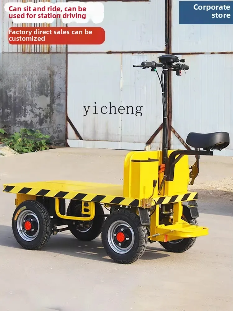 r8.17- electric flatbed truck, four-wheel load king, pulling goods, warehouse hand push stall small trailer