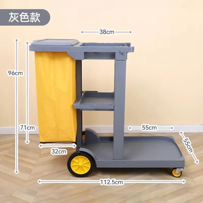 عربة تنظيف البراغي البلاستيكية التجارية متعددة الوظائف مع غطاء للفندق والمطعم #4