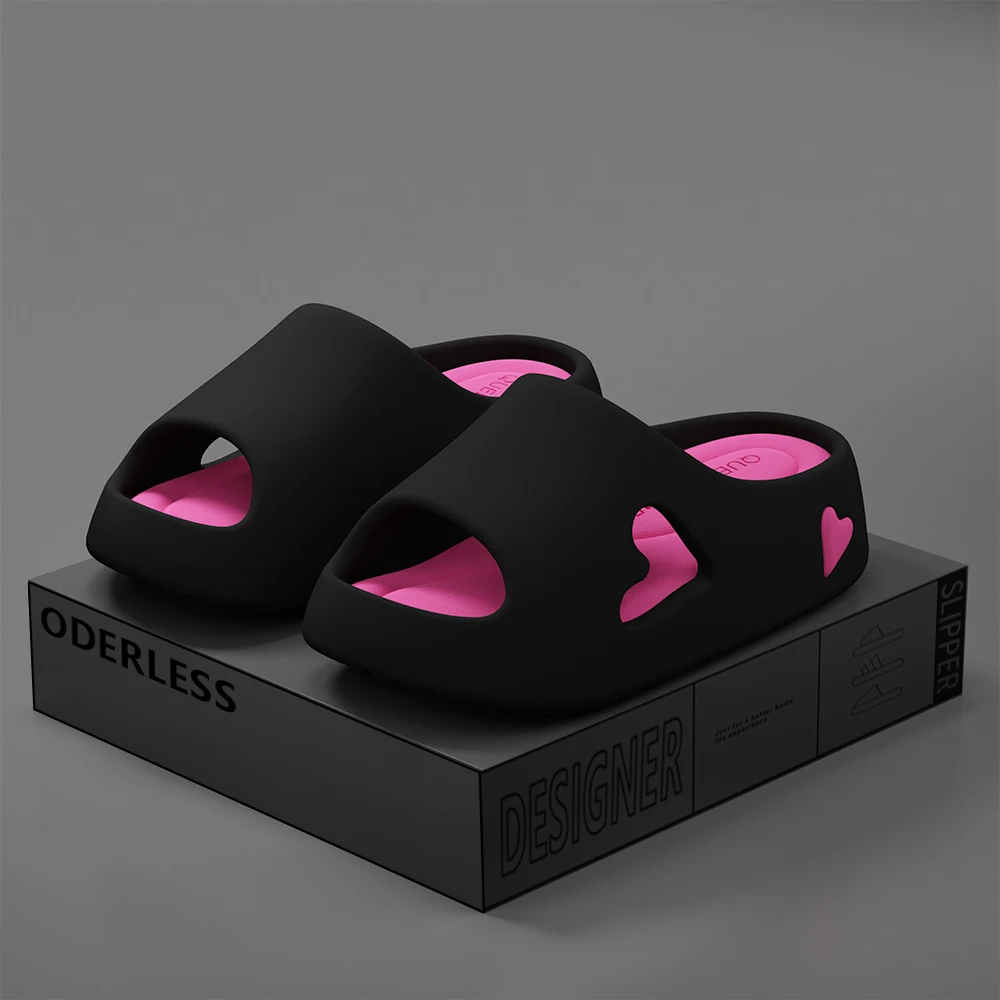 Summer Trendy Women's Sandals Platform Plat With Anti Slip Indoor Outdoor Shoes Hollow Cute Heart Comfortable Slippers image 3