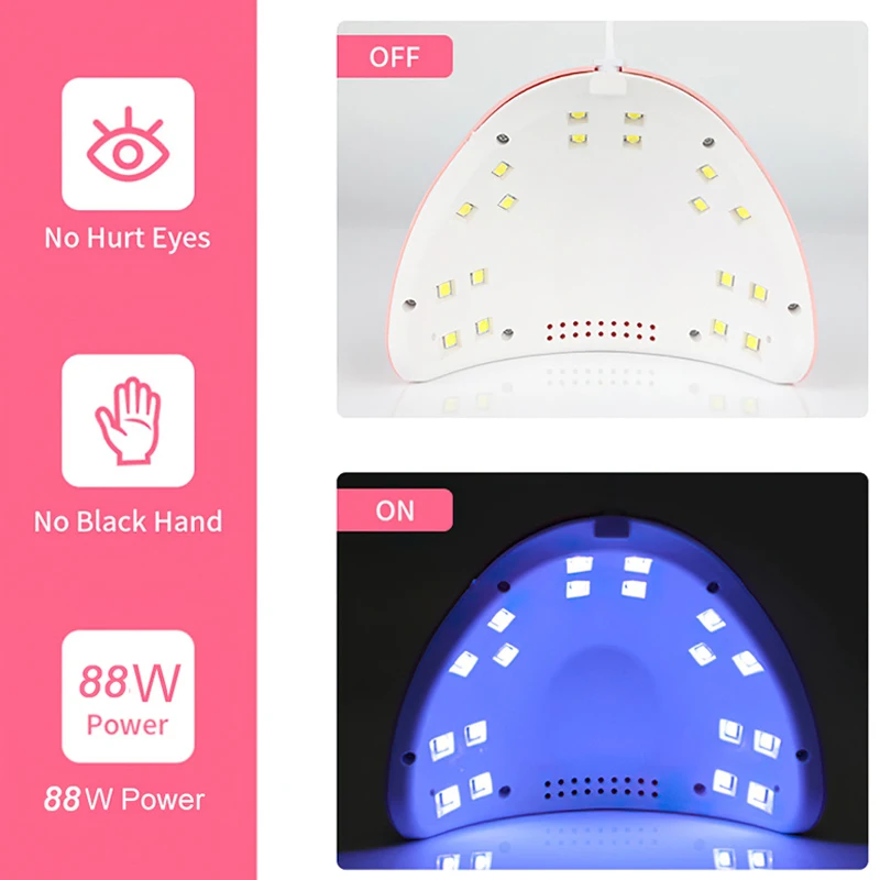 Lâmpada led para secar unhas, 18 contas de lâmpada uv, secagem de todos os esmaltes em gel, carga usb, equipamento profissional de manicure