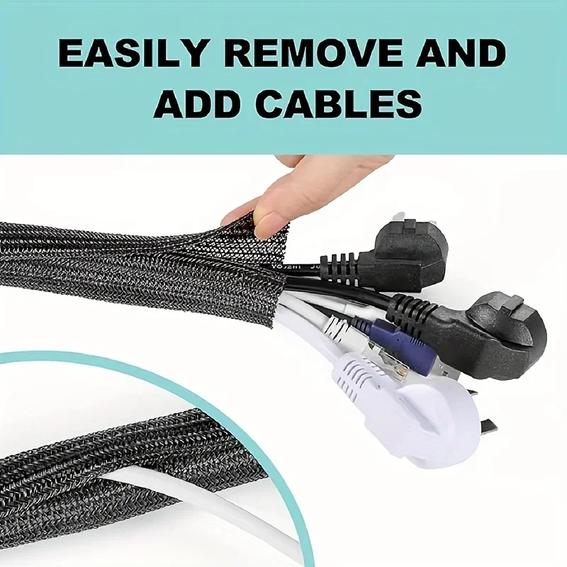 Pet-Proof Cable Protector - Split Self-Wrapping Nylon Sleeving for Organizing and Safeguarding Computer Wires at Home or Office