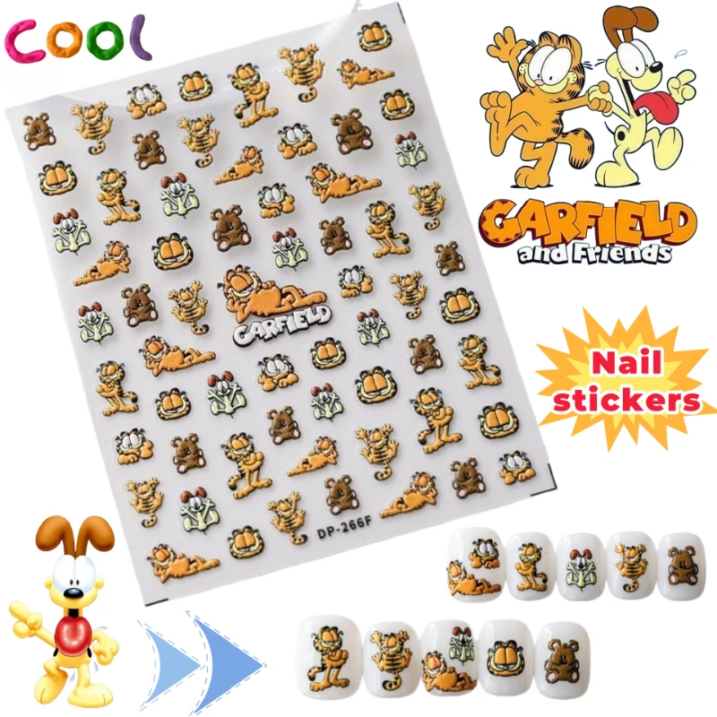 

Креативная бумага для дизайна ногтей с рельефным изображением персонажей Гарфилда, Джона, Абакела, Оди, Немо, мультяшные милые украшения для ногтей для девочек, оптовая продажа, подарок
