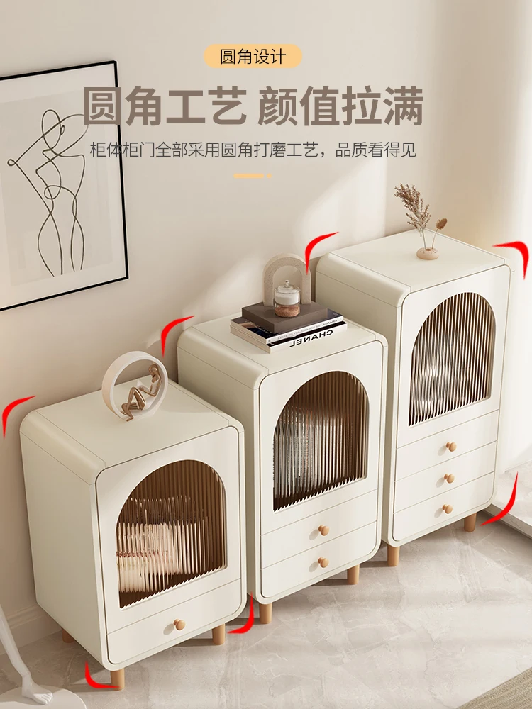 

Cream wind solid wood dining side cabinet six five chest cabinet bedroom living room against the wall simple modern light luxury