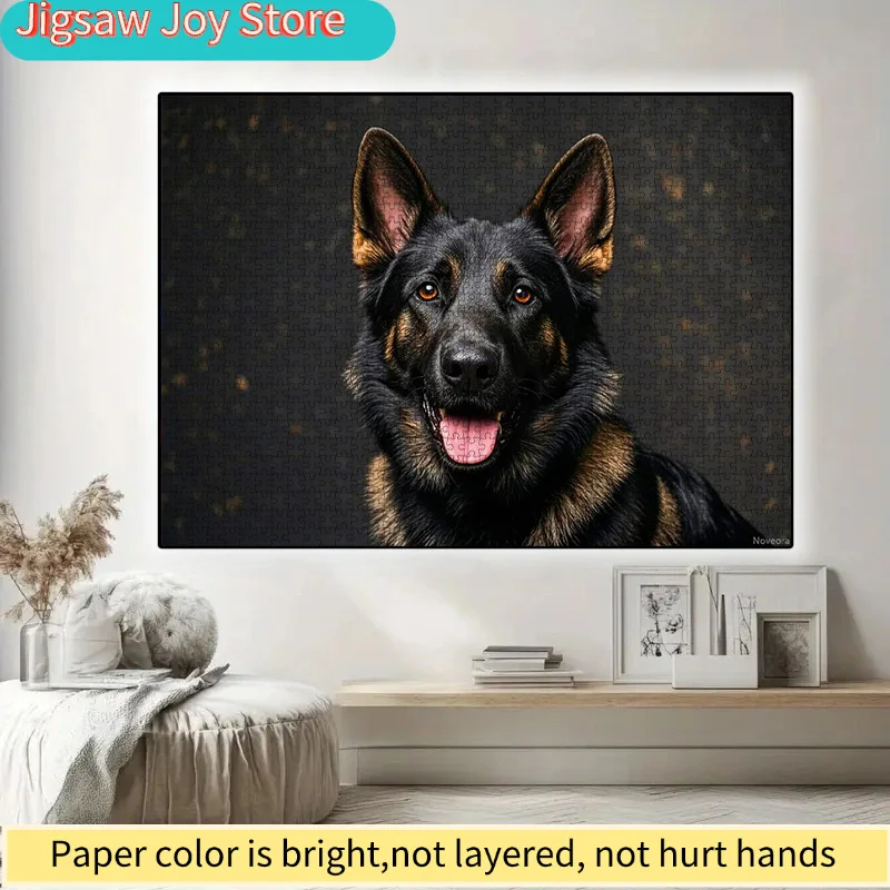 

1000pcs DIY Paper Puzzle, German Shepherd Theme, Show Handsome German Shepherd Image, Paper Puzzle, High Quality White Card Ma