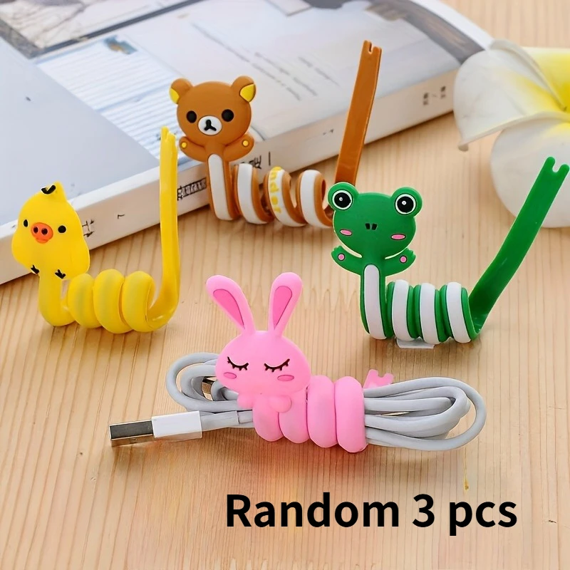 3 pcs mixed combination cute animal-shaped cable organizer - multi-functional data cable organizer
