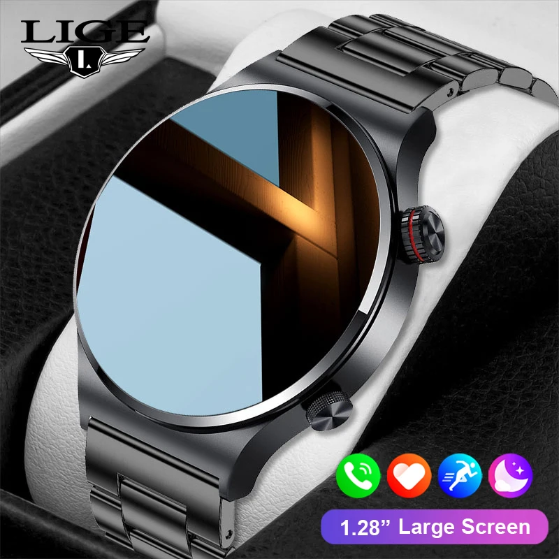 

LIGE Men Women Smartwatch 1.28 Inch NFC Bluetooth Health Monitoring Watches Waterproof Sport Fitness Smart Watch Reloj Hombre