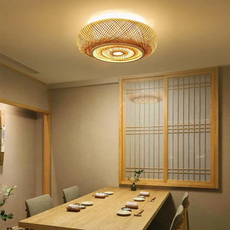 

Retro Bamboo Weaving Ceiling Lamp For Living Room Corridor Aisle Kitchen Restaurant Pendant Light Handmake Suspension Luminaires