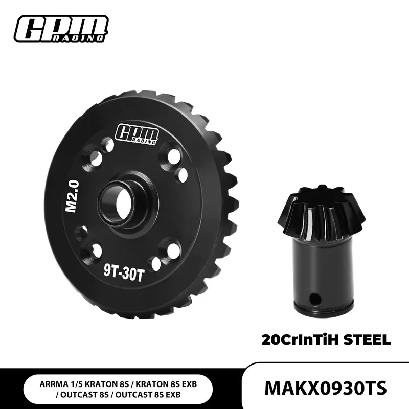 

GPM 20CrInTiH Steel Diff Gear Set 30/9T M2.0 Spiral For ARRMA 1/5 Kraton Outcast 8S MAKX0930TS