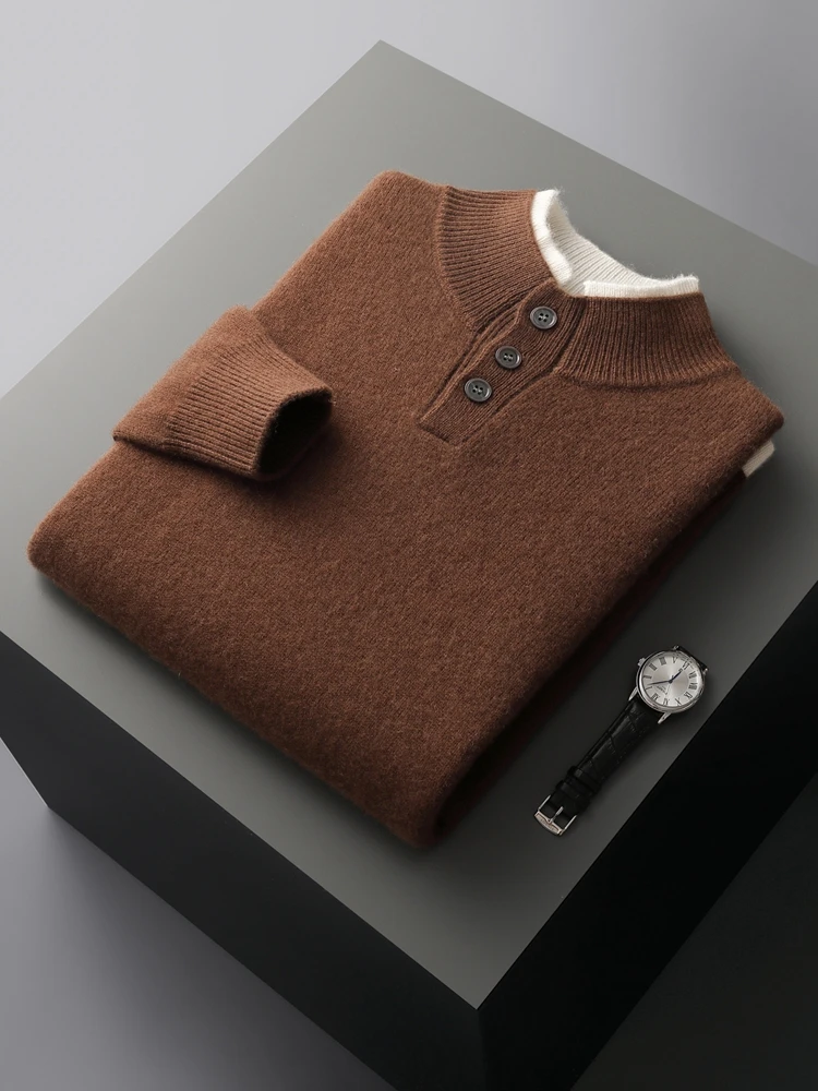 2025 New Chic High Quality Men's Thick Soft Warm Sweater Autumn Winter 100% Cashmere Knitted Pullover Business Male Clothes Tops