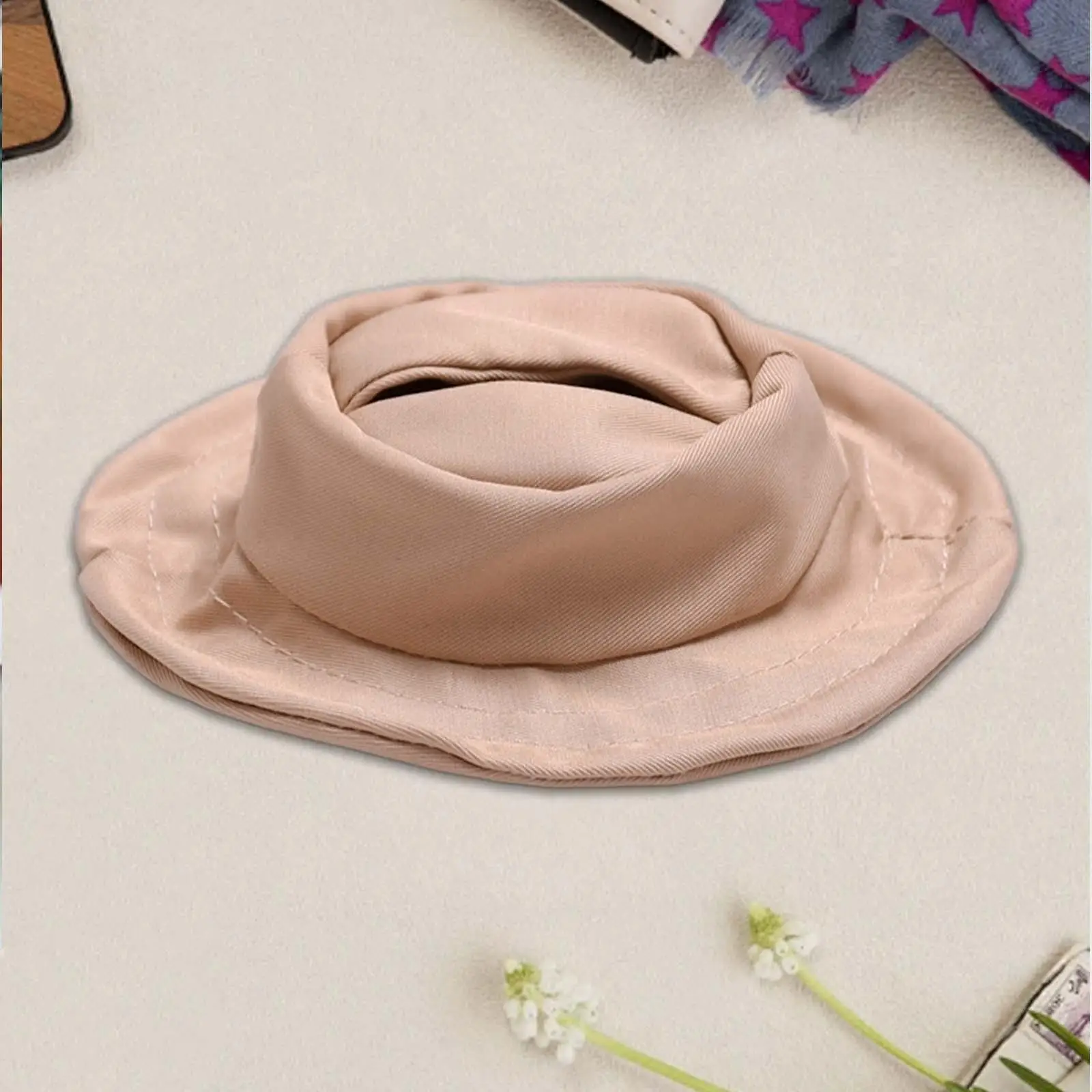 Plush Figure Wide Brim Hat for Kids Birthday Gift Coordination Educational Clothing Headgear Girl Doll Bucket Hat for 17cm Dolls