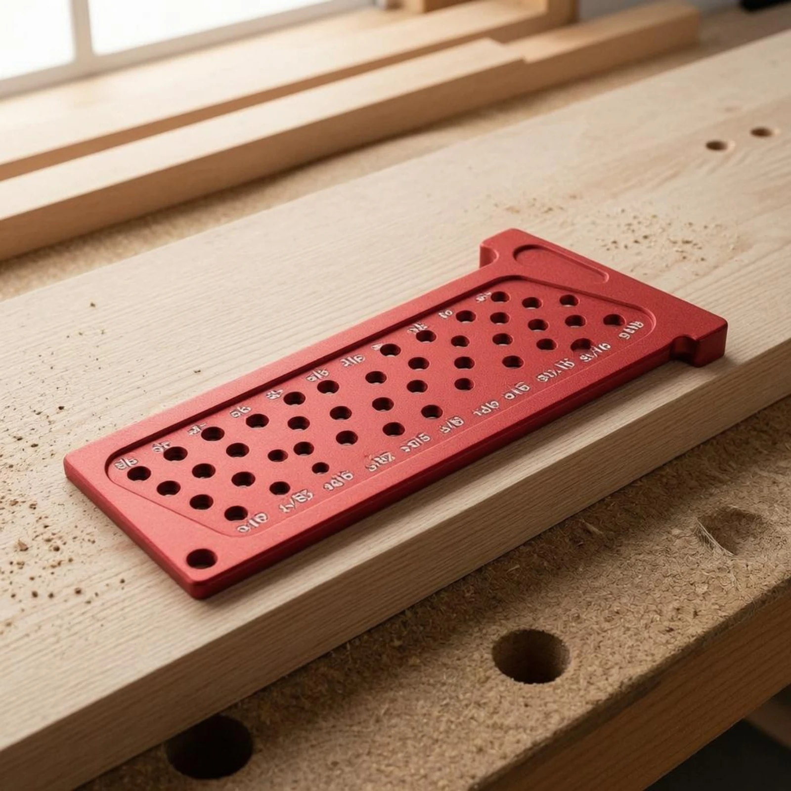 T-Shaped Marking Ruler Engraved Measurement Markings Woodworking Layout Ruler Hand Tool Red Finish Wear Resistant