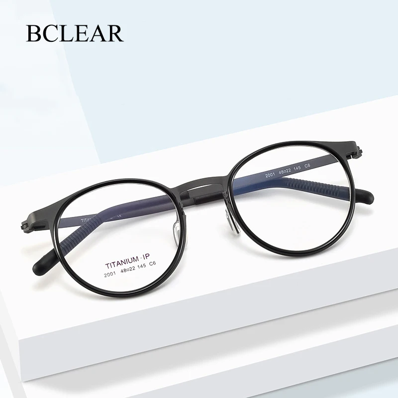 2024 New Ultralight Pure Titanium Retro Men Women Glasses Frame Eyewear Round Eyeglasses Myopia Prescription Spectacles Fashion