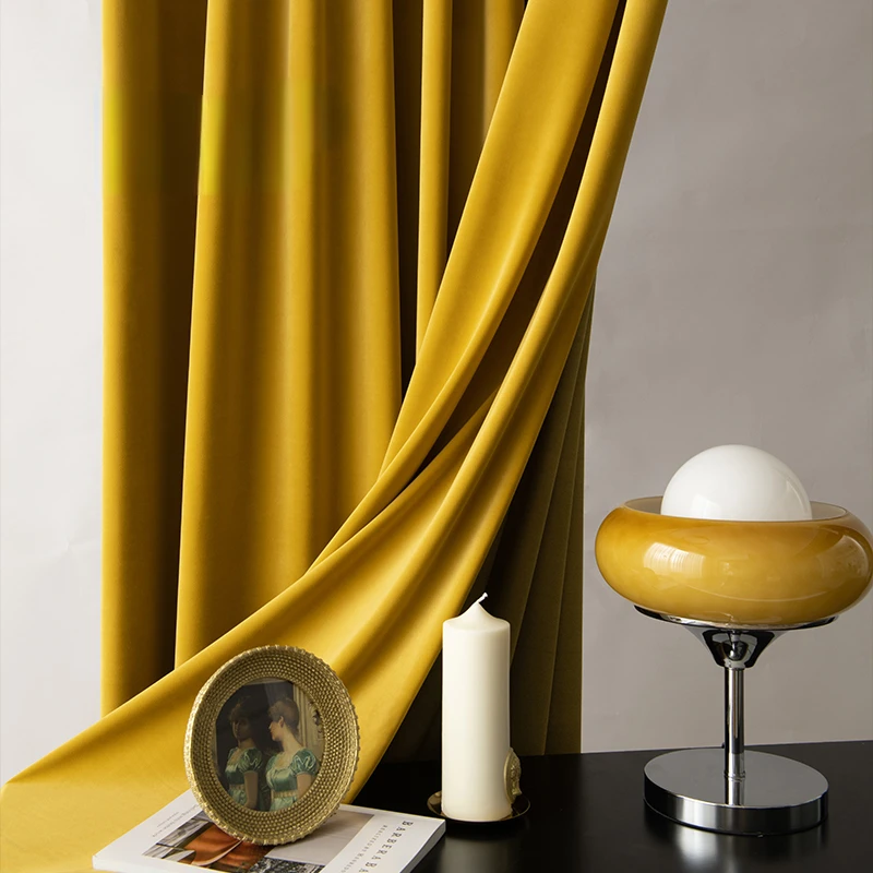 Modern Luxury Goose Yellow Velvet Bedroom Curtains Delicate Thick Window Curtains Warm Blocking Velvet Curtains for Living Room