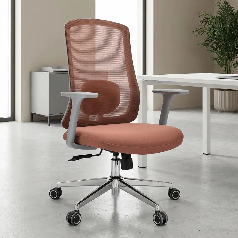 #￥Mid Back Ergonomic Office Chair Compact Design Lumbar Support 360° Swivel Mesh Back for Small Home
