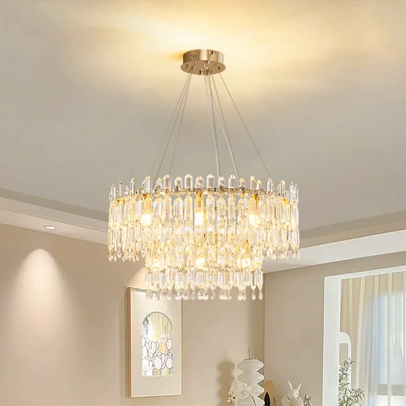 

Luxury Crystal Pendant Chandelier Modern LED E14 Ceiling Light for Livingroom Bedroom Villa Attic Hanging Decor Lighting Fixture