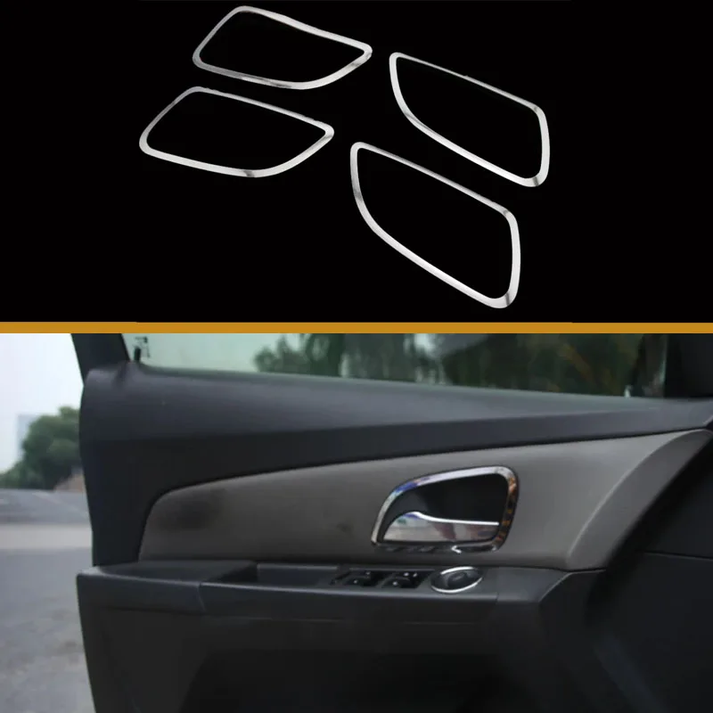 4Pcs/Set Stainless Steel Interior Sequins Door Handle Cover Trim Sticker for Chevrolet Cruze 2009 - 2012 2013 2014 2015